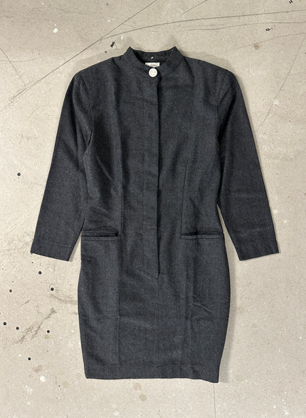 BYBLOS - 1990s WOOL SHEAT DRESS WITH KOREAN COLLAR