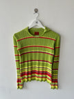 KENZO - early 2000s RIBBED POLO LONG SLEEVE TOP