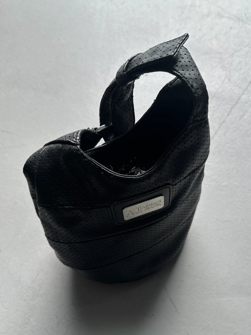 ARMANI JEANS - 2000s PERFORATED LEATHER BUCKET BAG