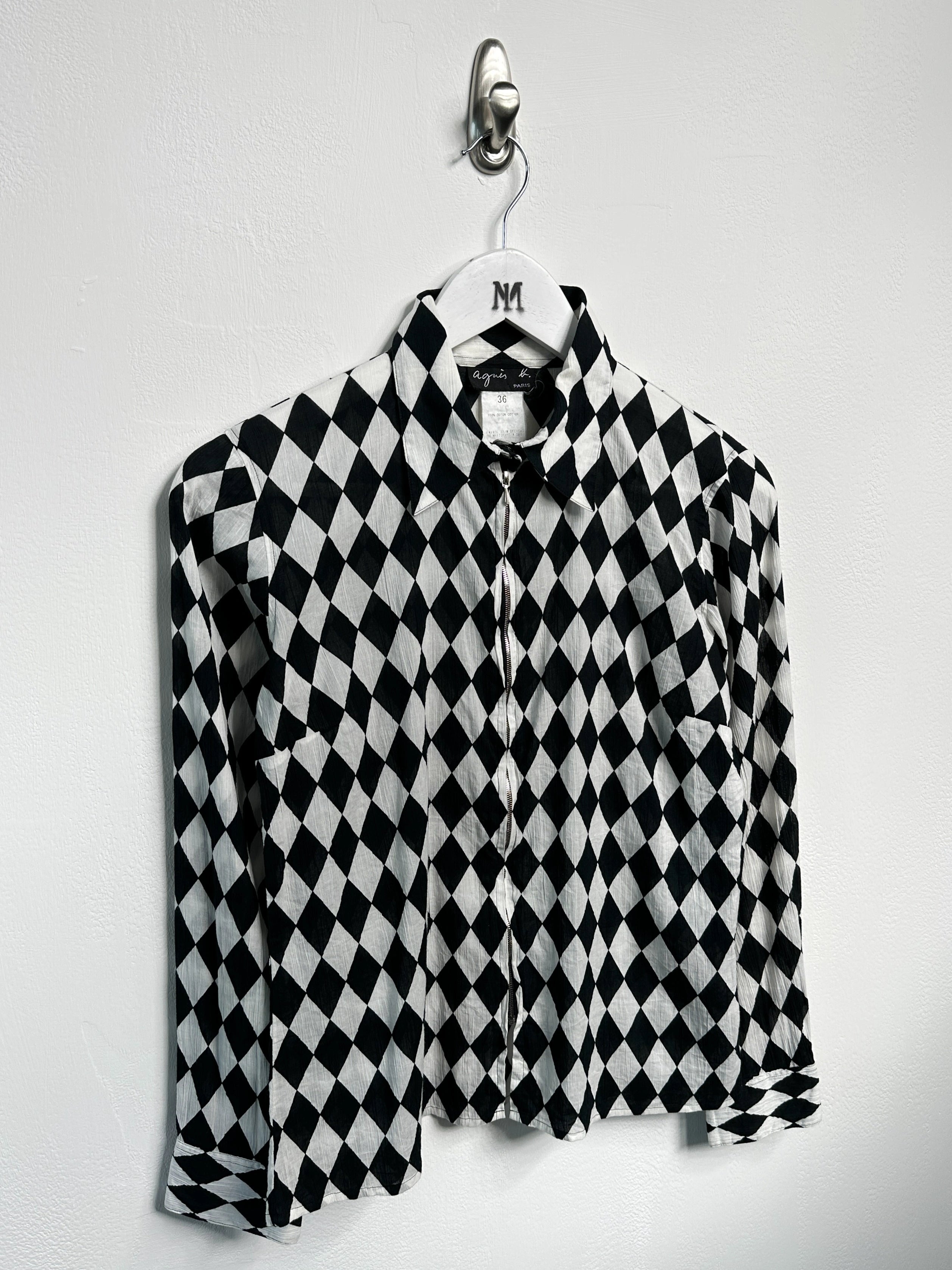 AGNÈS B. - 2000s CRINKLED ZIPPED SHIRT
