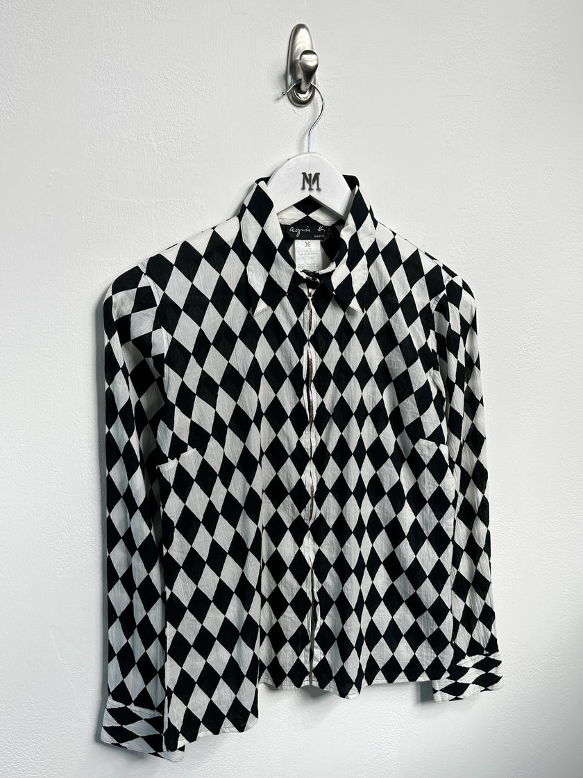 AGNÈS B. - 2000s CRINKLED ZIPPED SHIRT