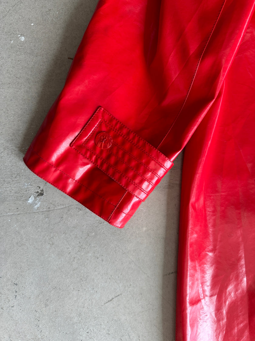 1980s DOUBLE BREASTED PVC TRENCH COAT