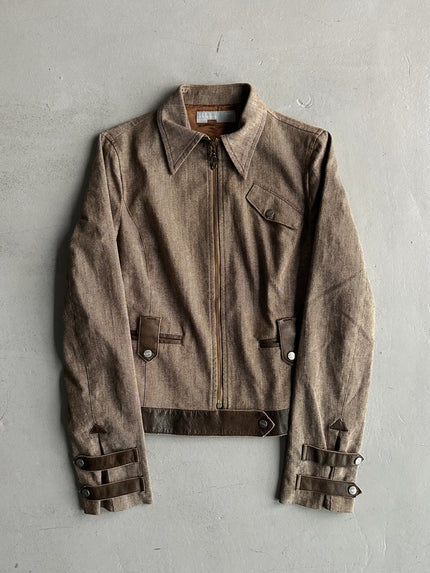 ICEBERG - 2000s JACKET WITH CONTRASTING LEATHER DETAILS