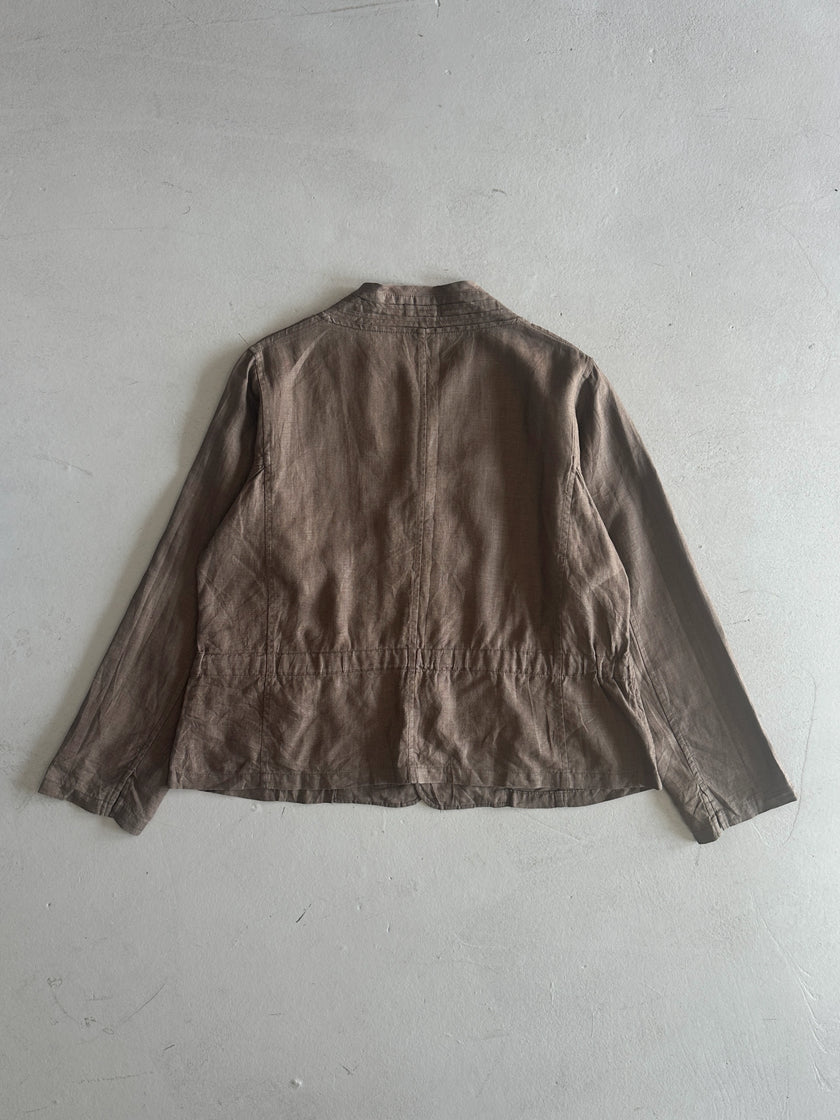 PLANTATION ISSEY MIYAKE - 1990s FLARED HEM LINEN BLOUSE