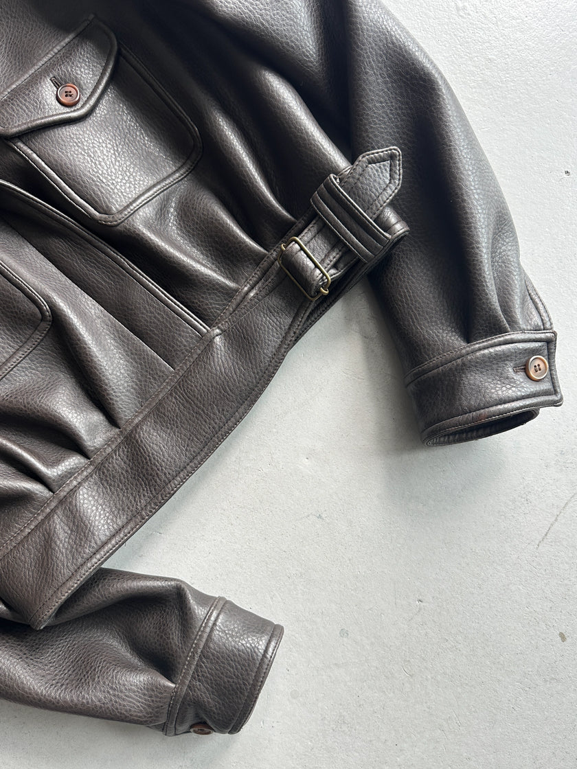 EMPORIO ARMANI - 1980s FAUX LEATHER CROPPED JACKET
