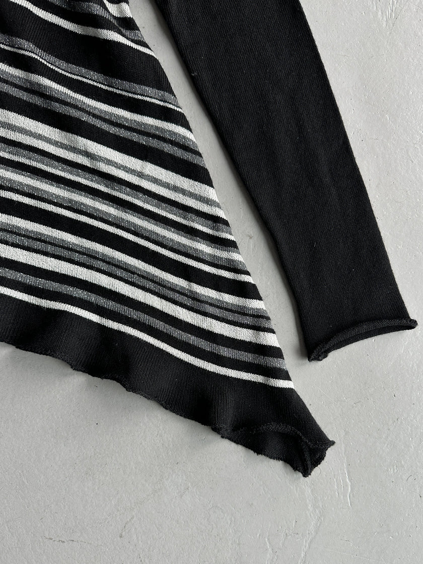 1990s ASYMMETRICAL LONG SLEEVE TOP WITH CUT OUT AT BACK