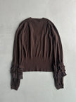 ROBERTO CAVALLI - early 2000s V NECK SOFT KNIT WITH SHEER DETAIL AT SLEEVE