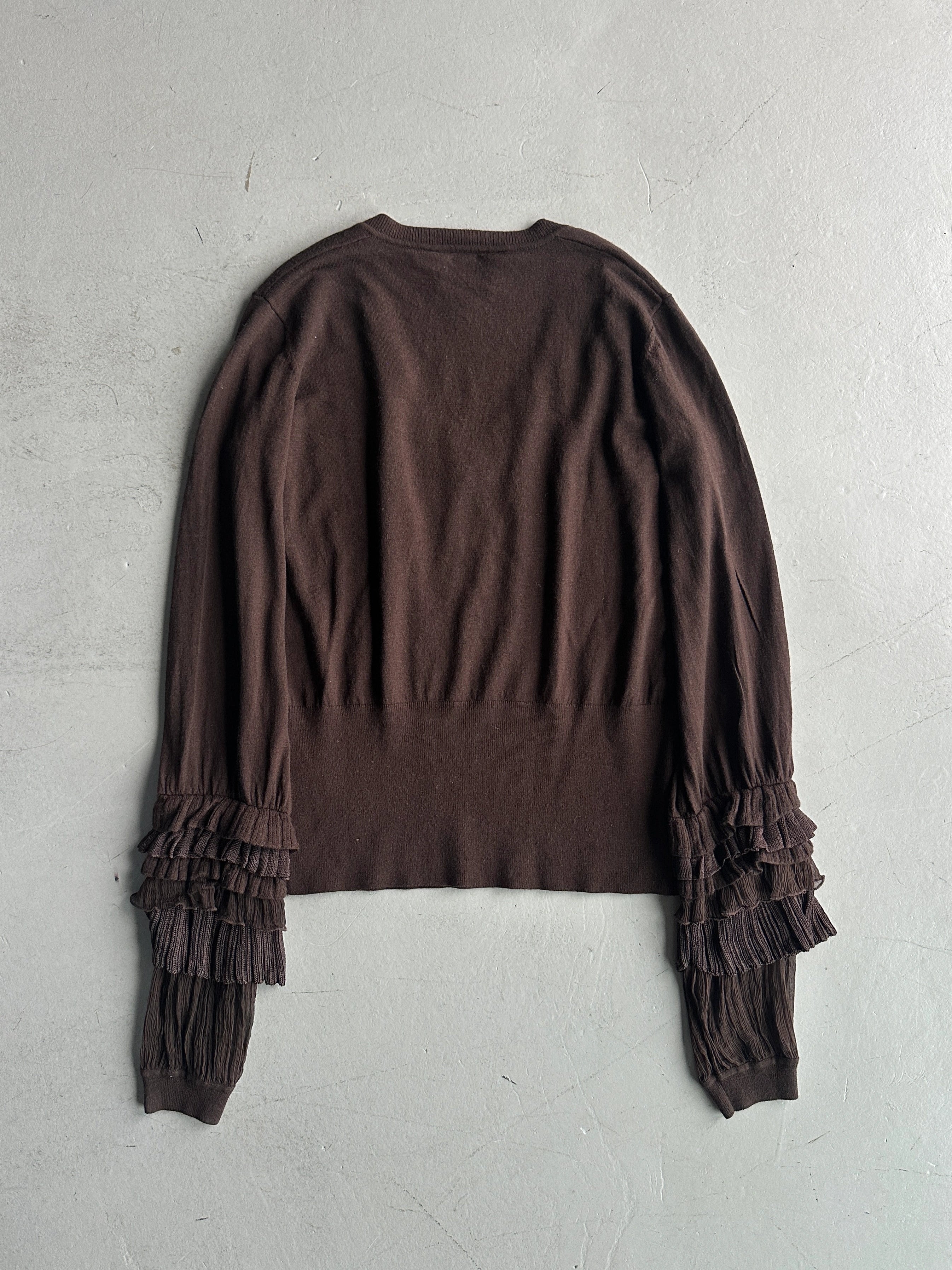 ROBERTO CAVALLI - early 2000s V NECK SOFT KNIT WITH SHEER DETAIL AT SLEEVE