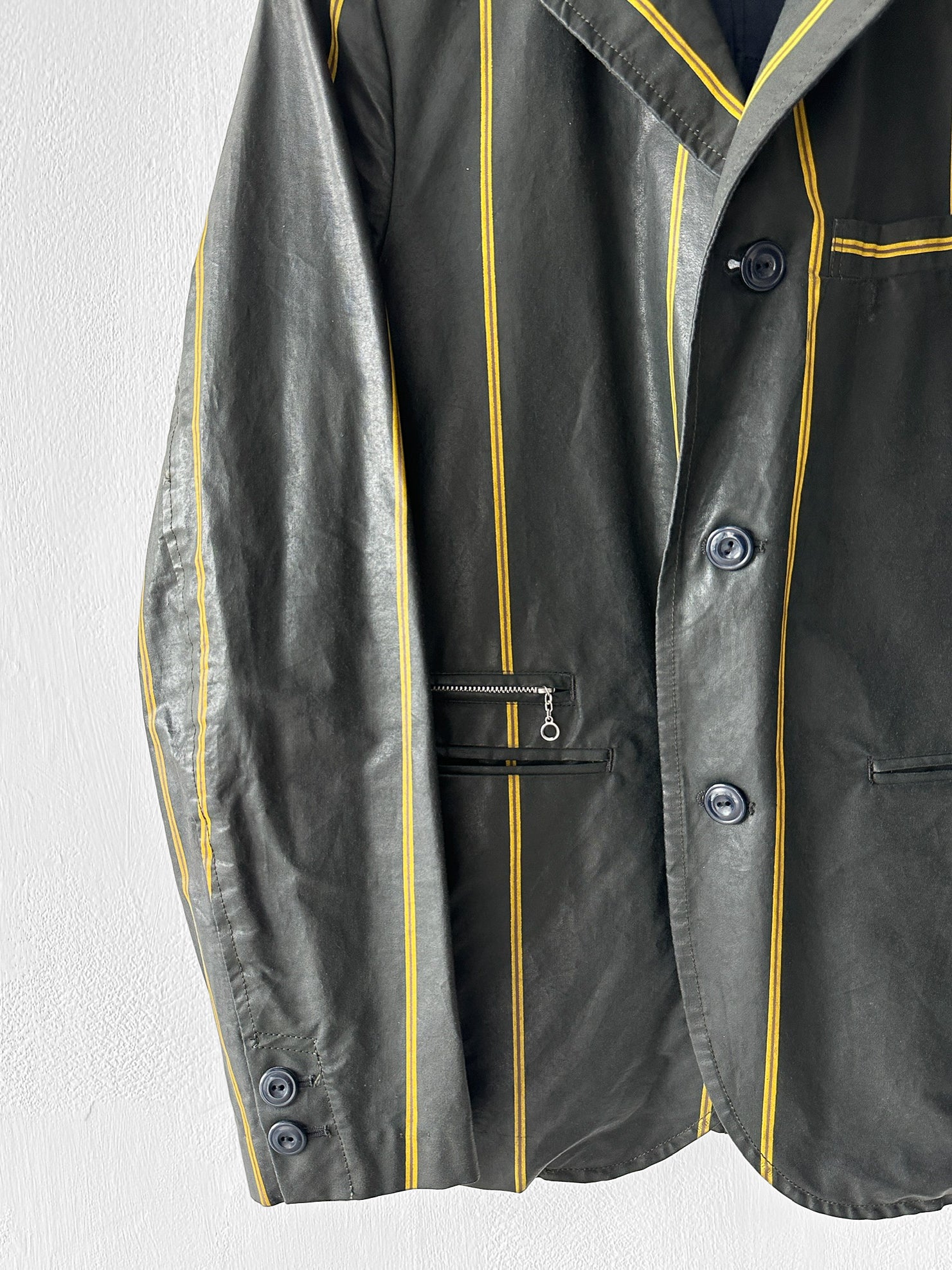 JAPANESE LABEL - 1990s COATED COTTON STRIPED BLAZER