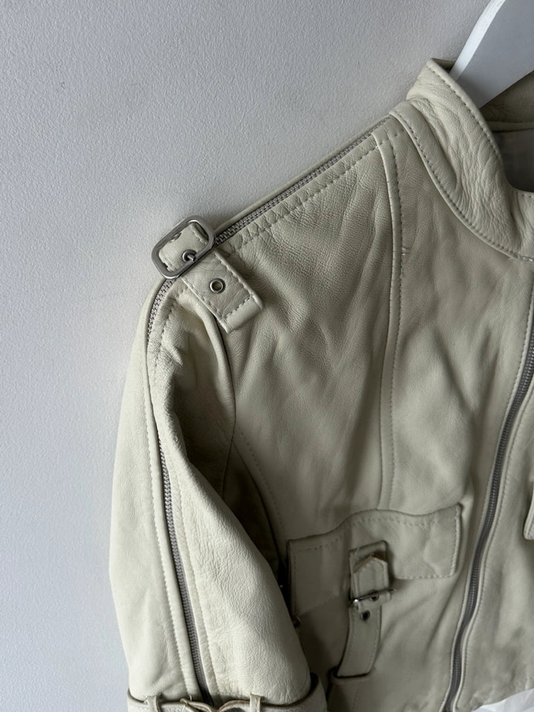2000s CROP FIT BIKER LEATHER JACKET