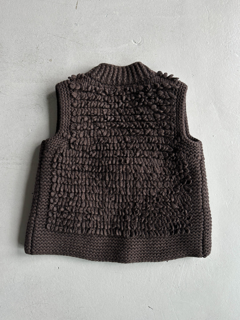 SONIA RYKIEL - 2000s OPEN FRONT CHUNKY KNIT VEST