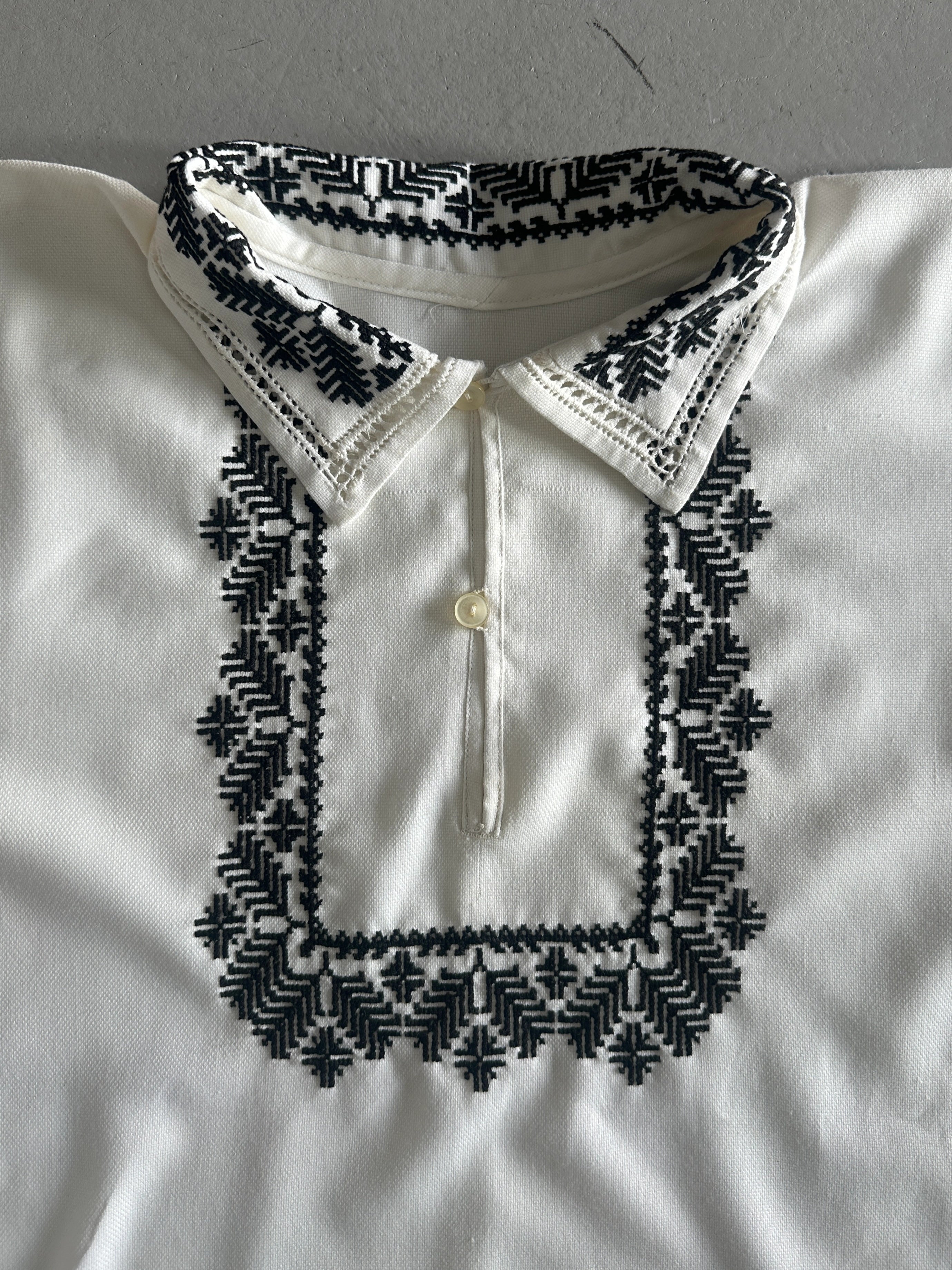 1970s EMBROIDERED WIDE SLEEVE TUNIC SHIRT
