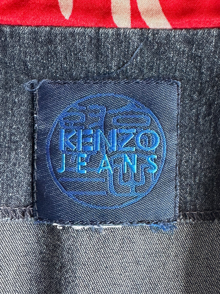 KENZO - 1980s DENIM BLAZER WITH CONTRASTING STITCHING
