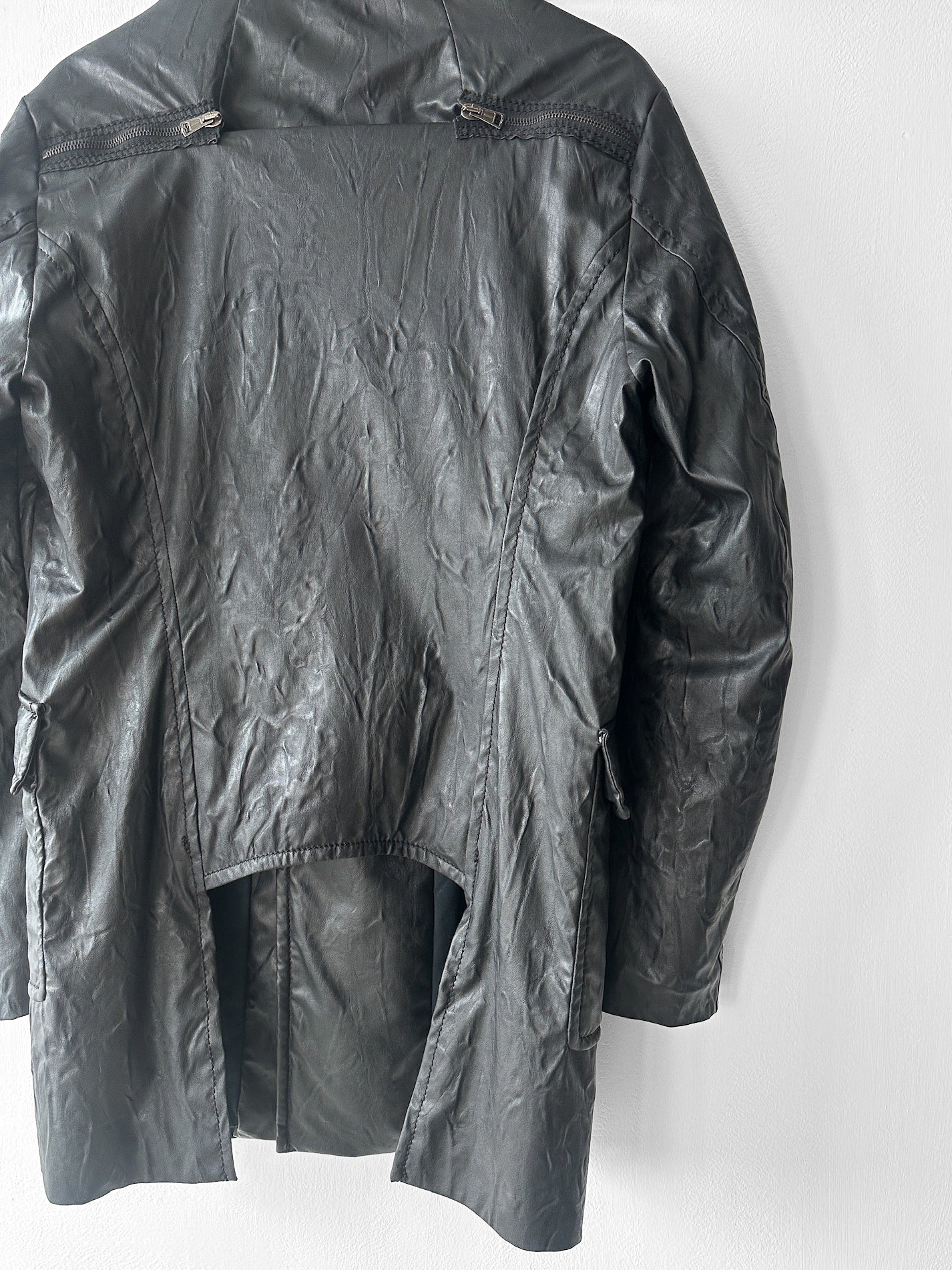 ANDREW MACKENZIE - F/W 2008 WAXED PVC LONG JACKET WITH ZIP DETAILS