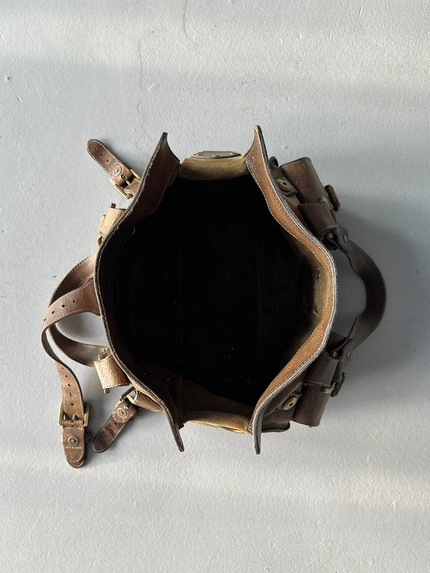 MULBERRY - 1990 DISTRESSED LEATHER ROXANNE BAG