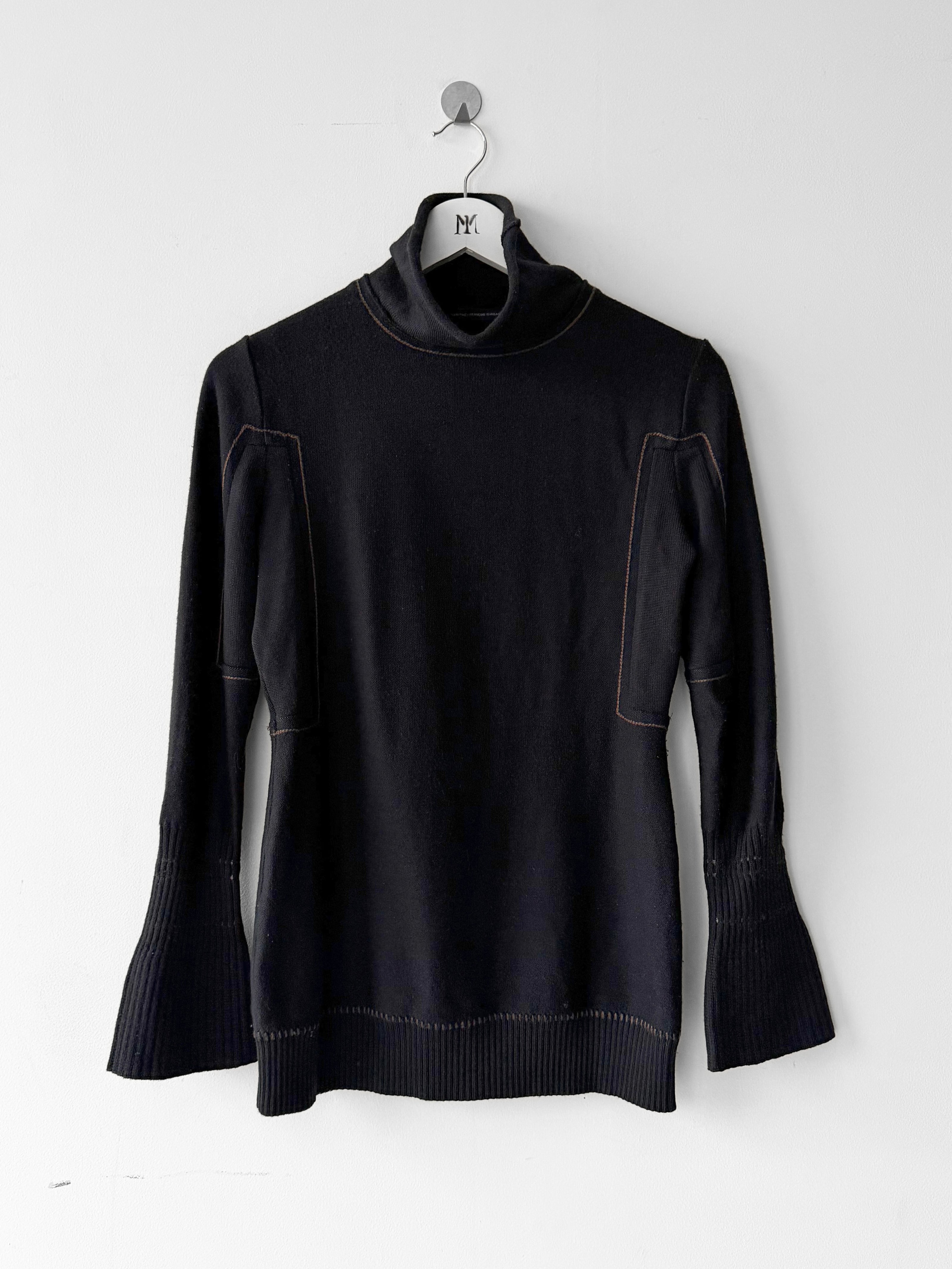 MARITHÉ + FRANÇOIS GIRBAUD - 2000s LONG SLEEVE KNIT TOP WITH STITCHING DETAILS