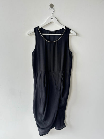 COP COPINE - 2000s ASYMMETRIC SATIN DRESS WITH CHAIN NECKLINE
