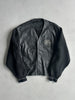 1980s KNITTED CARDIGAN JACKET WITH LEATHER FRONT