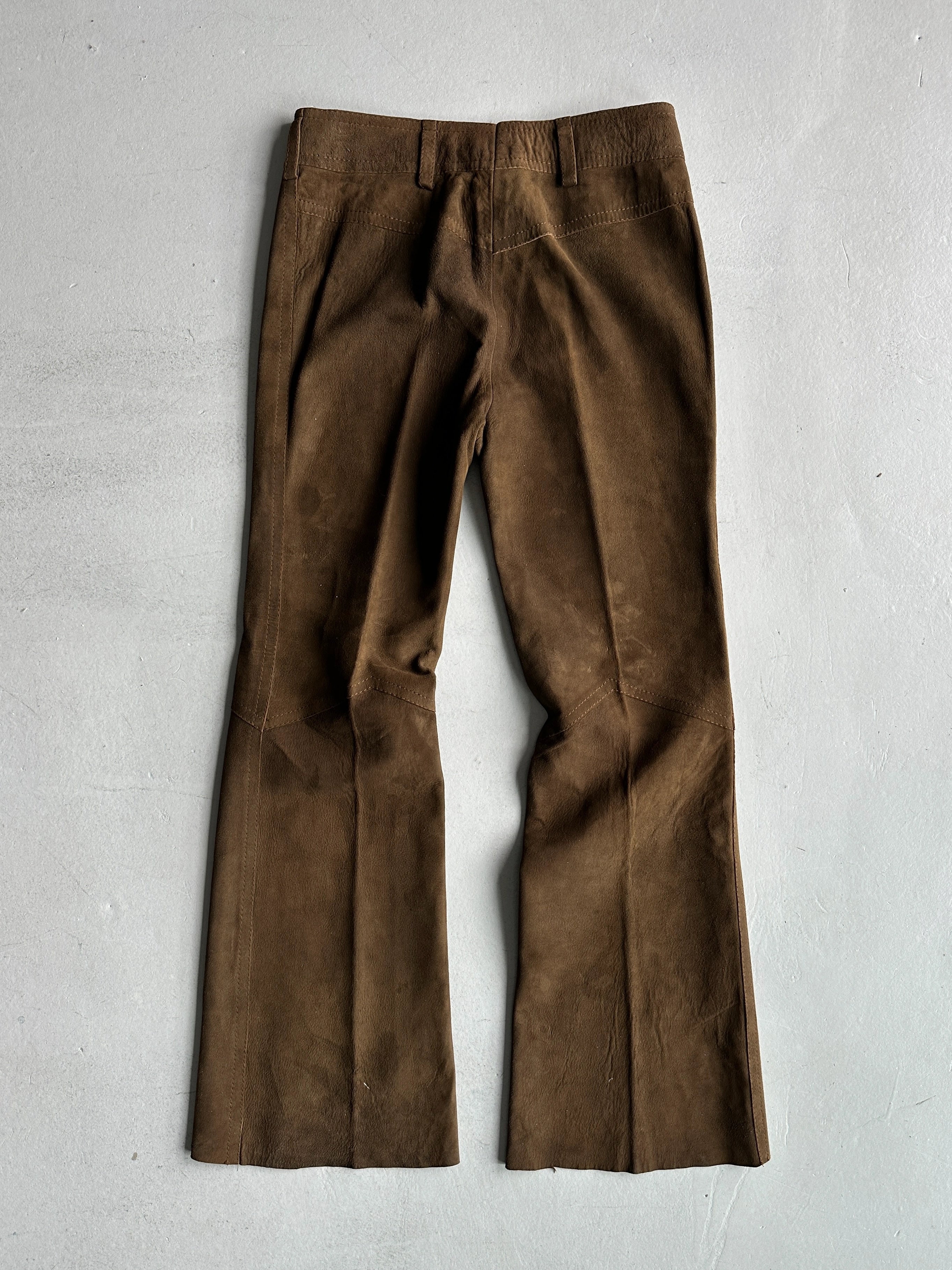2000s FLARED LEG SUEDE TROUSERS