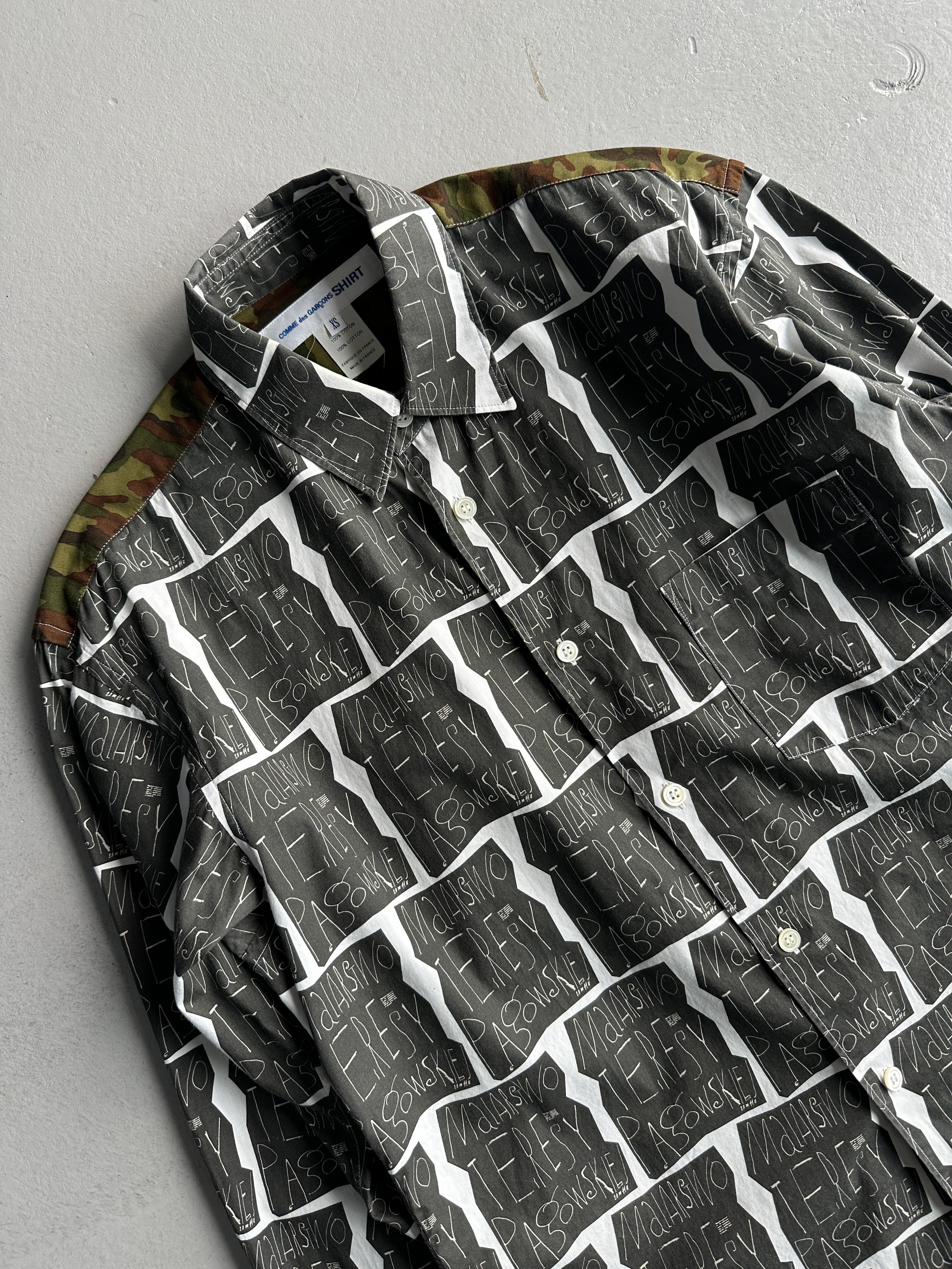 COMME DES GARÇONS X HENRYK TOMASZEWSKI - A/W 2015 CAMOUFLAGE PANEL SHIRT