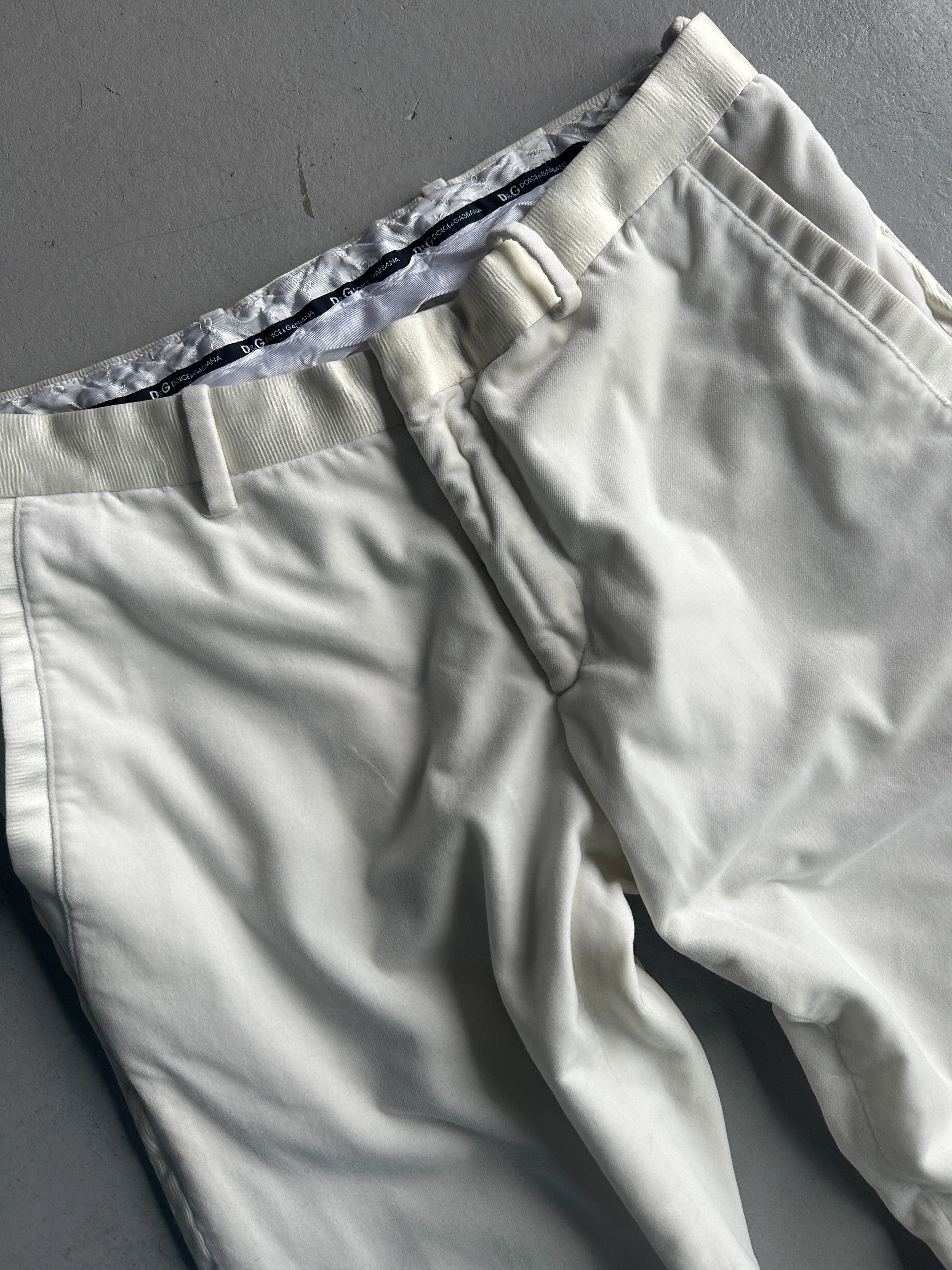 DOLCE & GABBANA - early 2000s STRAIGHT FIT TROUSERS WITH SILK BAND AT WAIST