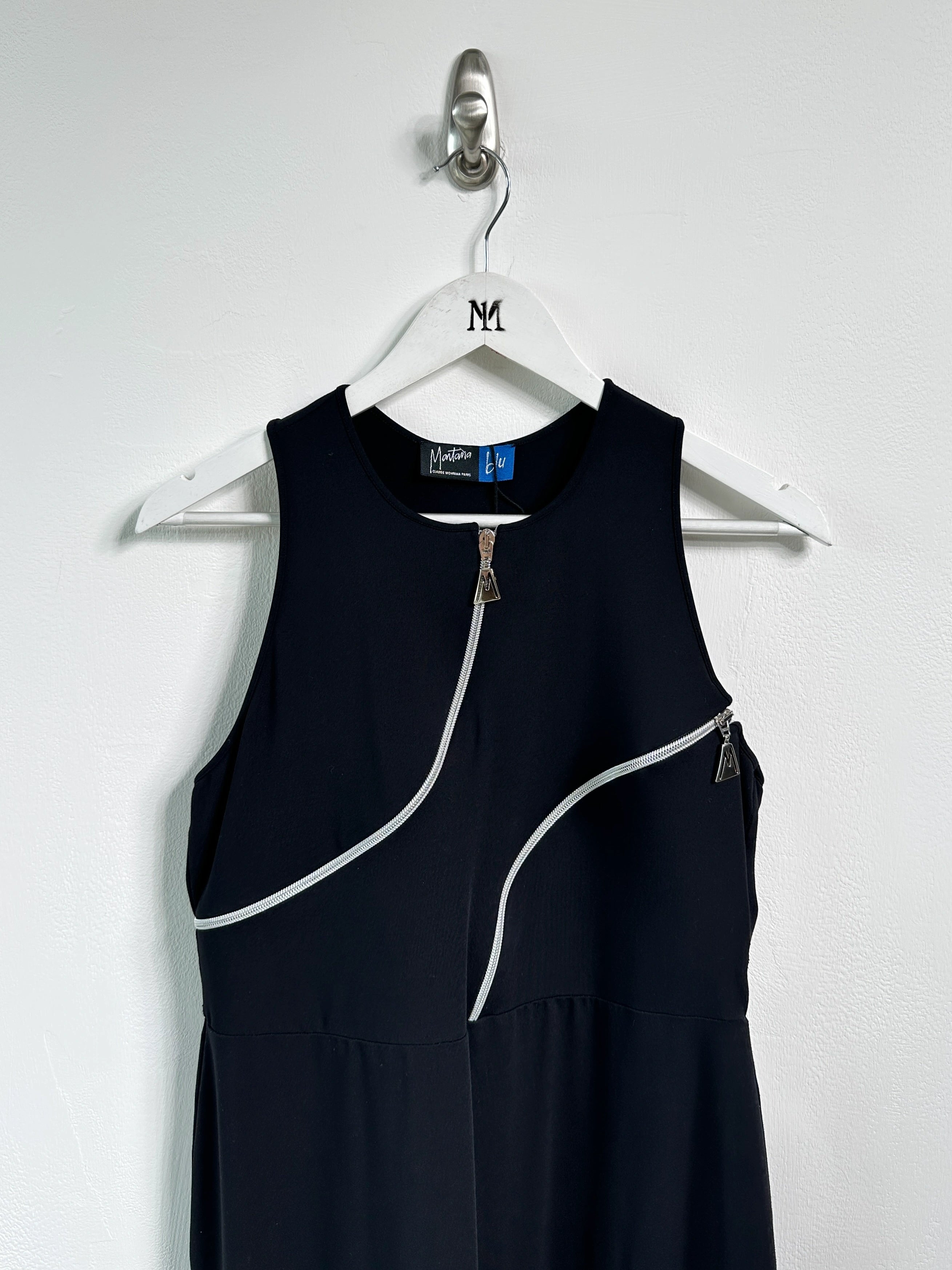 CLAUDE MONTANA - early 2000s JERSEY DRESS WITH ZIP DETAILING