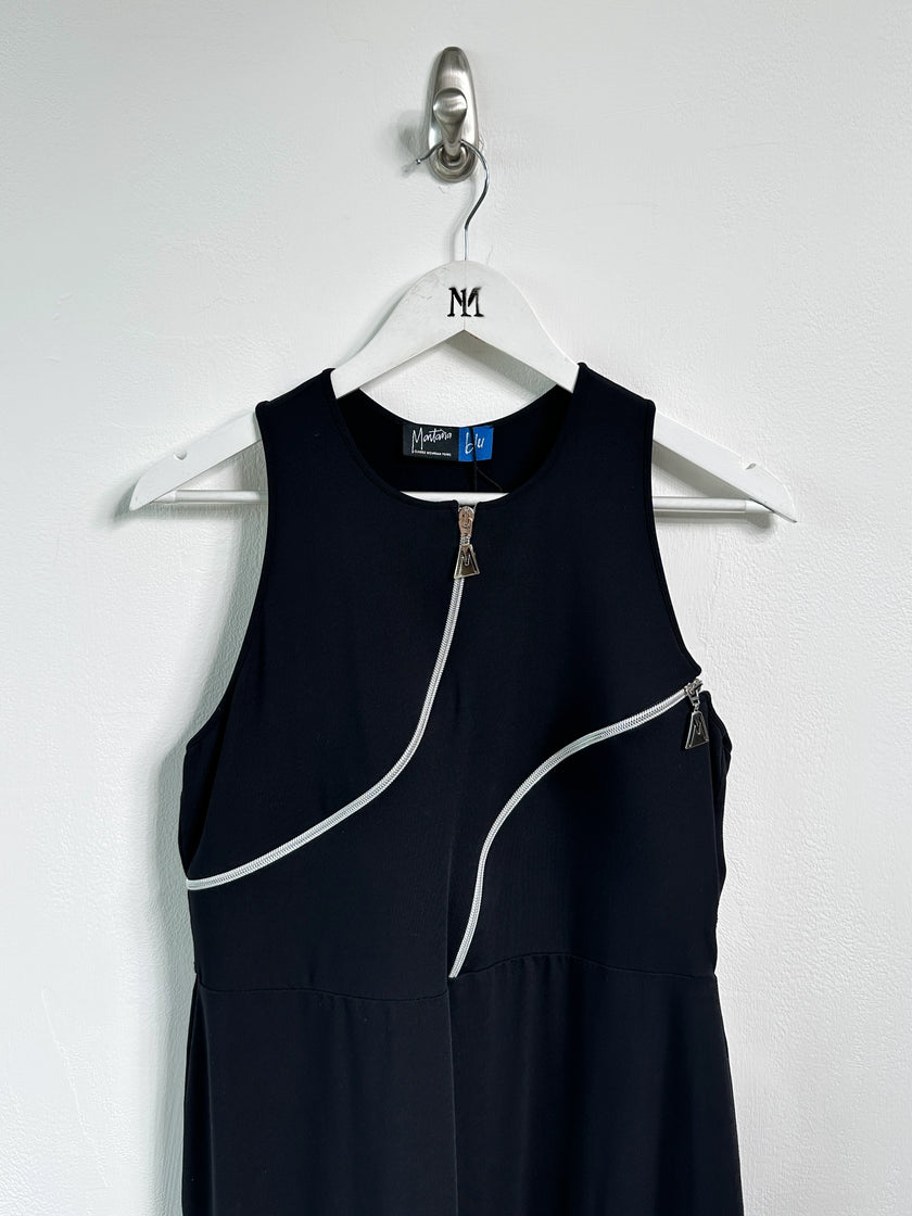 CLAUDE MONTANA - early 2000s JERSEY DRESS WITH ZIP DETAILING