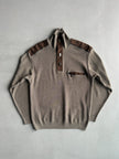 1990s KNIT PULLOVER WITH SUEDE DETAILS