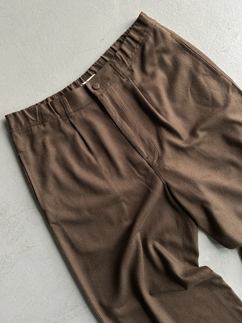 PLANTATION ISSEY MIYAKE - 1990s BRUSHED SILK WIDE LEG TROUSERS