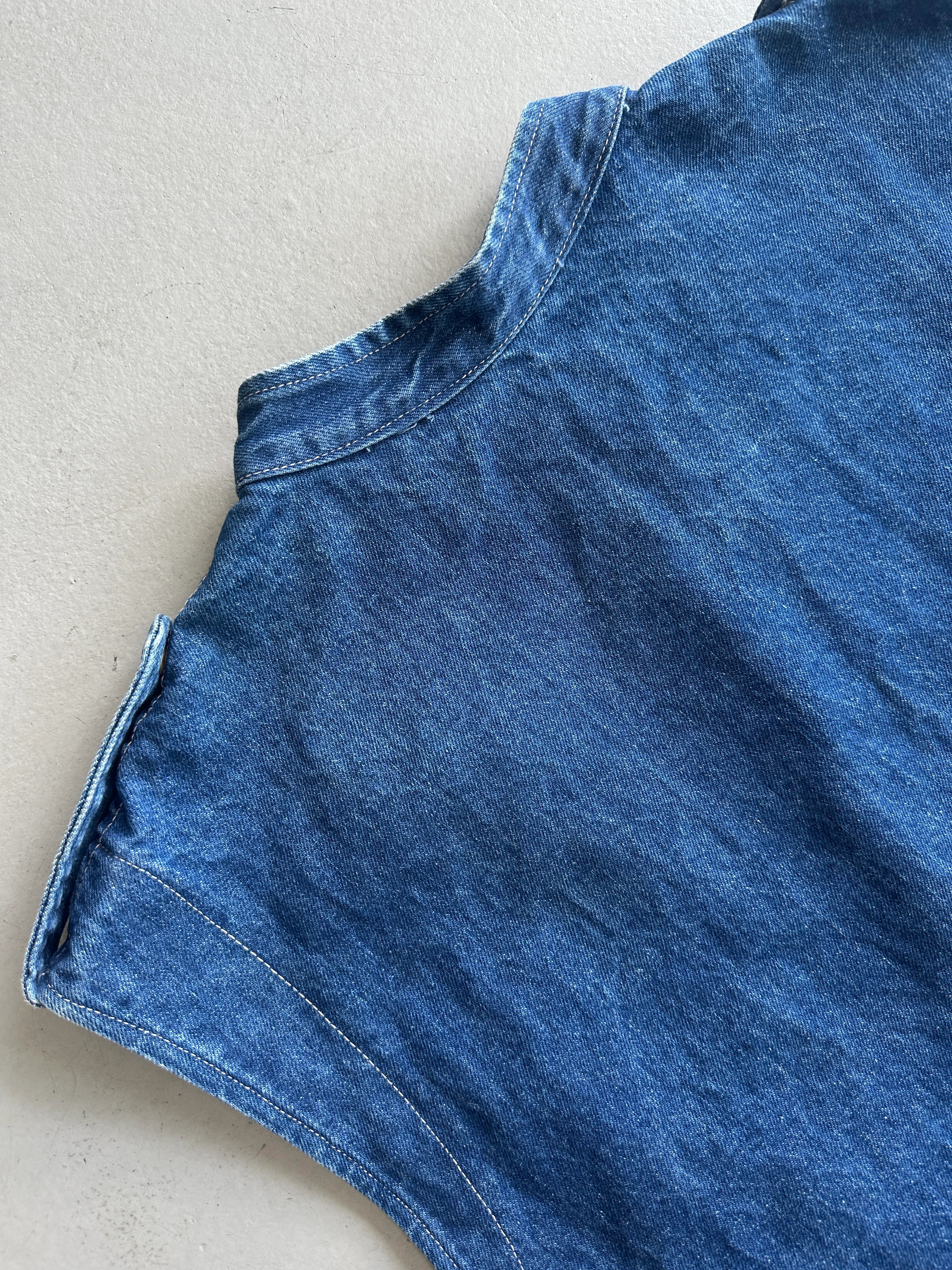 1980s ASYMMETRICAL CLOSURE DENIM GILET