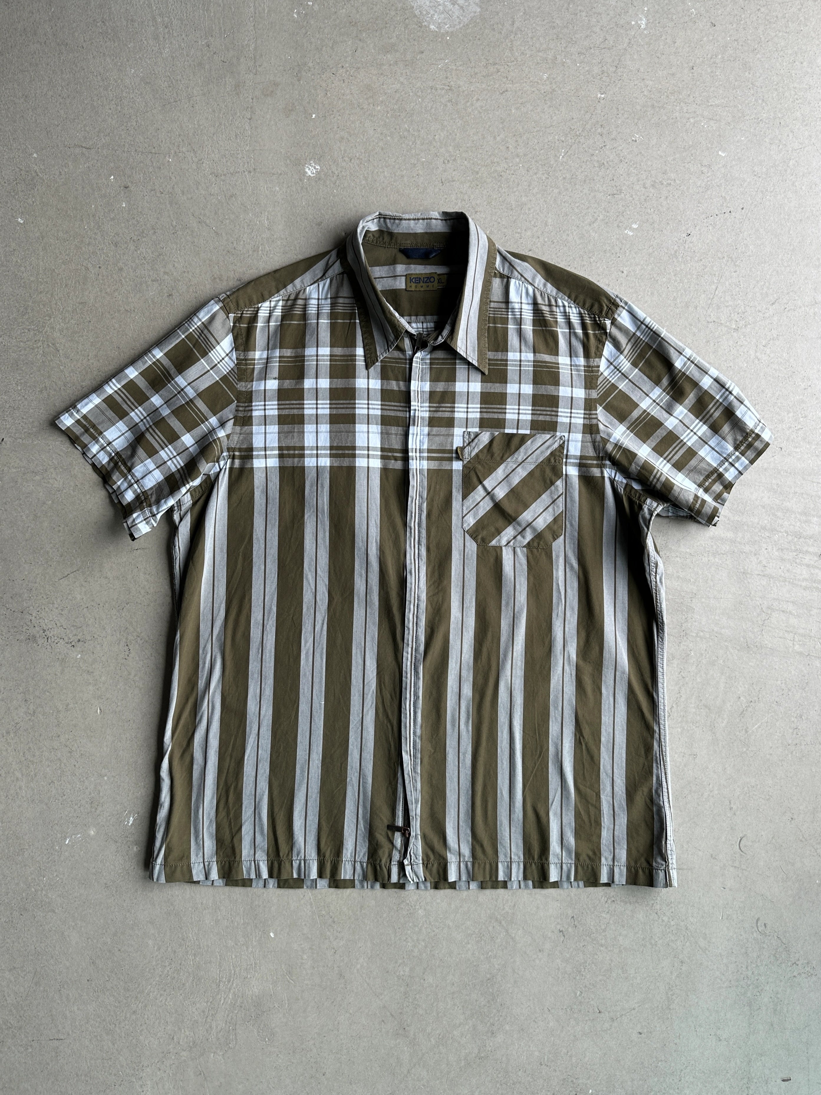 KENZO - 1990s ZIPPED HALF SLEEVE SHIRT