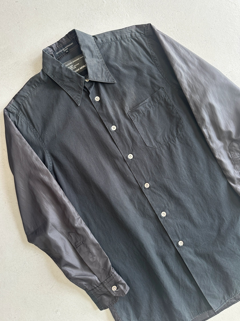 RYUICHIRO SHIMAZAKI - A/W 1999-2000 CONTRASTING NYLON BACK LONG SLEEVE SHIRT