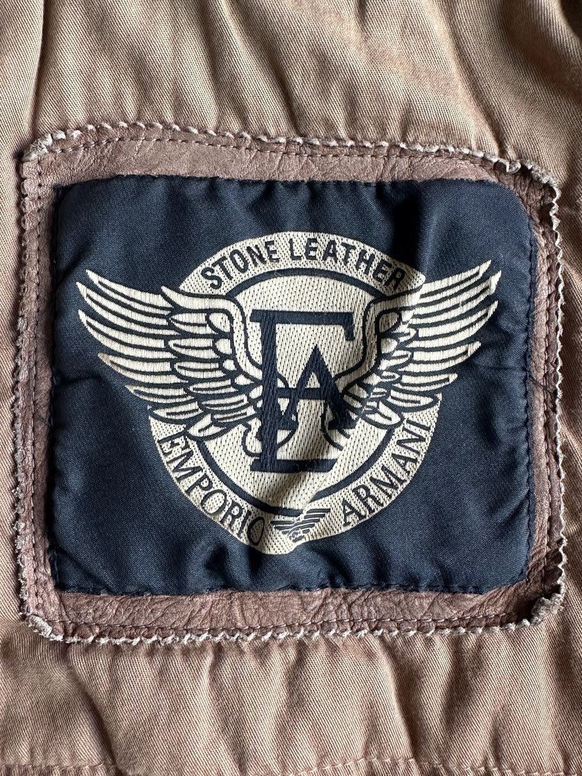 EMPORIO ARMANI - 1980s LEATHER BOMBER JACKET