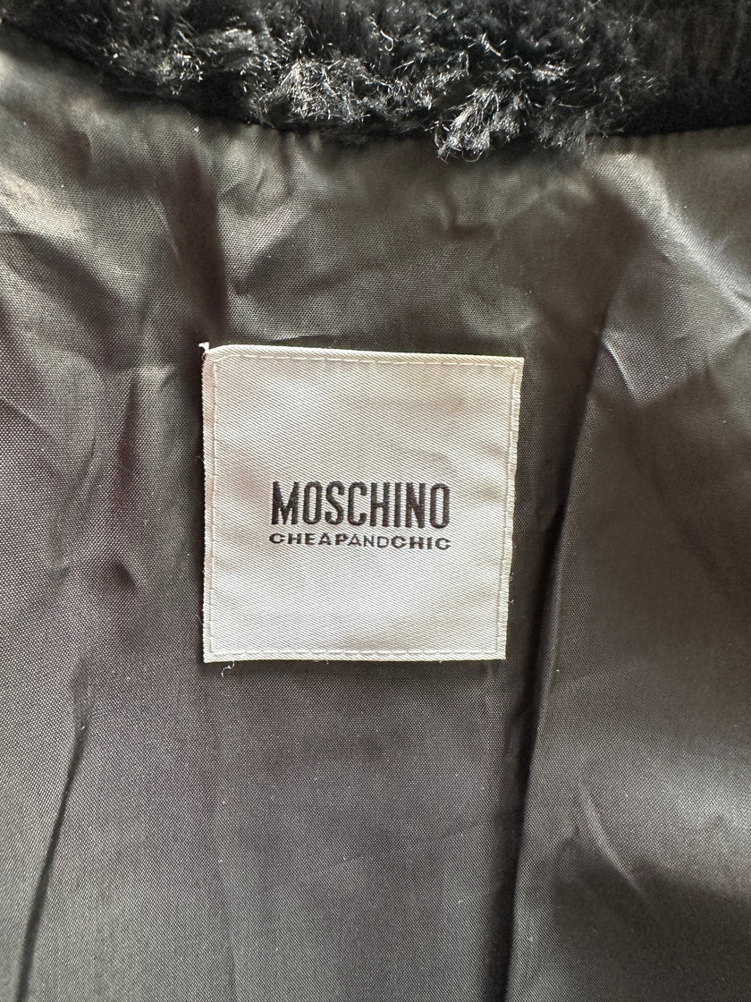MOSCHINO - 2000s STRAIGHT FIT JACKET WITH FAUX FUR COLLAR