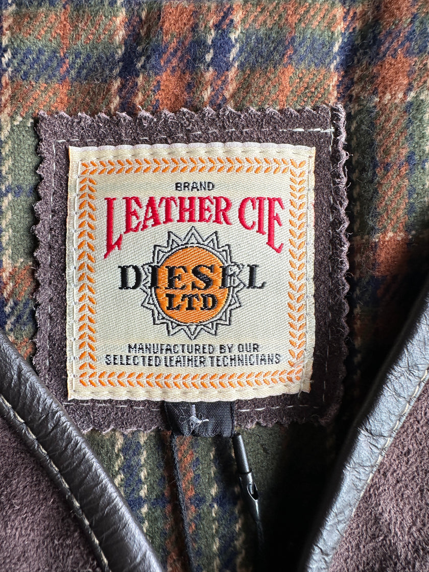 DIESEL - 1990s SUEDE ZIPPED VEST GILET JACKET