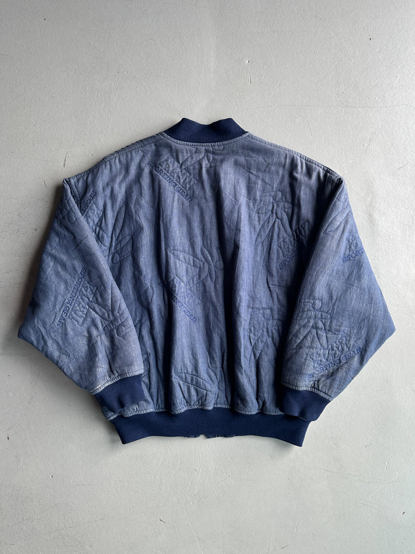ISSEY MIYAKE HAI - 1980s ALL OVER EMBROIDERED LOGO  BOMBER JACKET