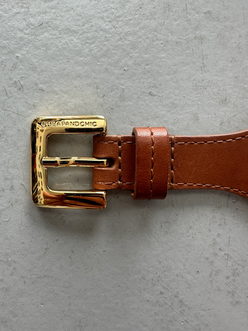 MOSCHINO - late 1980s PERFORATED LEATHER WIDE WAIST BELT