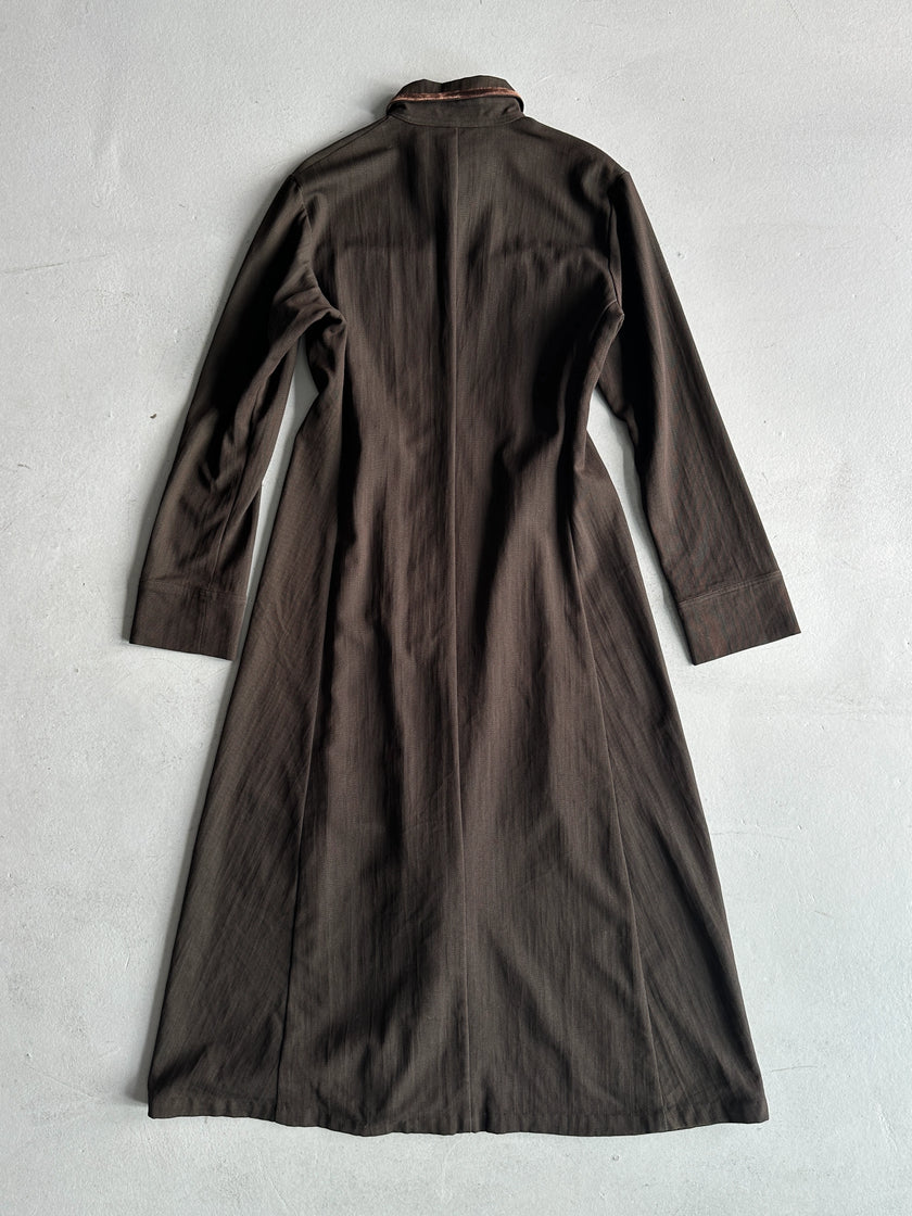 YOHJI YAMAMOTO Y's - 1990s BUTTONED MAXI DRESS WITH FRONT PLEATS