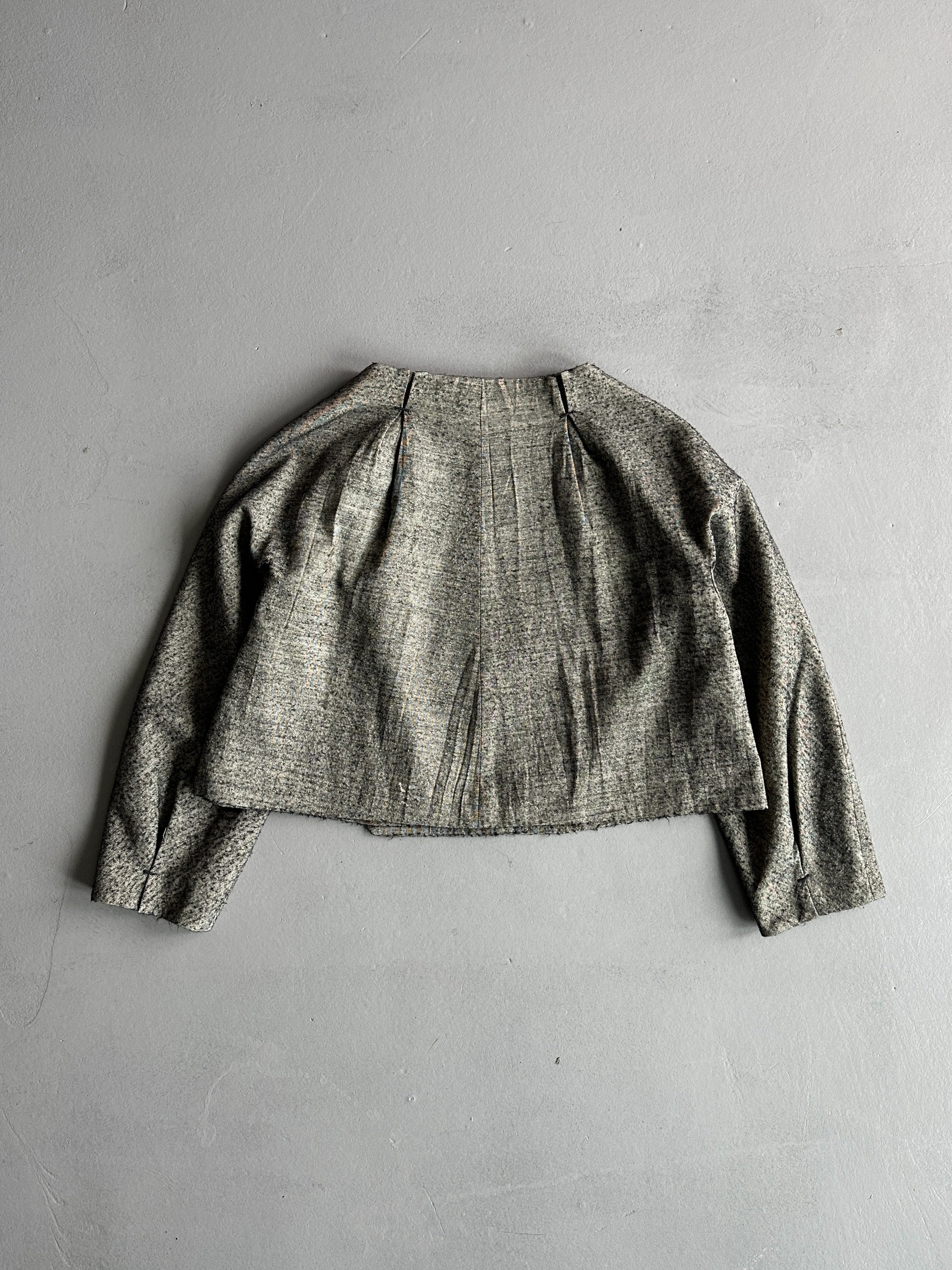 MARNI - 1990s CROP FIT HERRINGBONE BLAZER