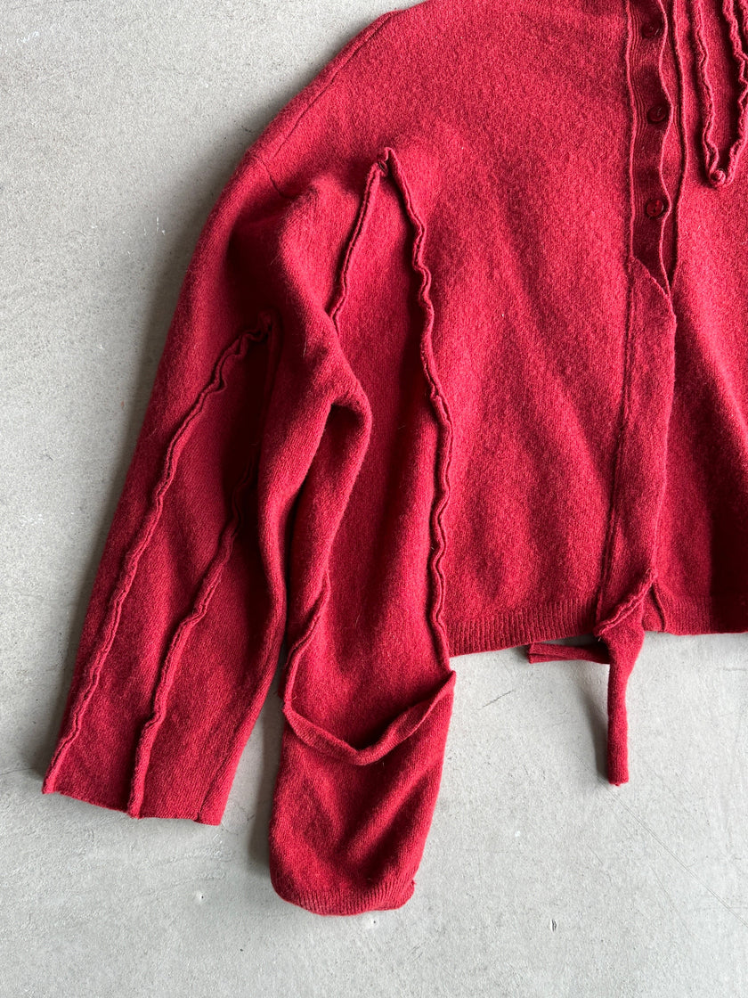 ISSEY MIYAKE - 1970S KNITTED CARDIGAN WITH ASYMMETRICAL POCKET