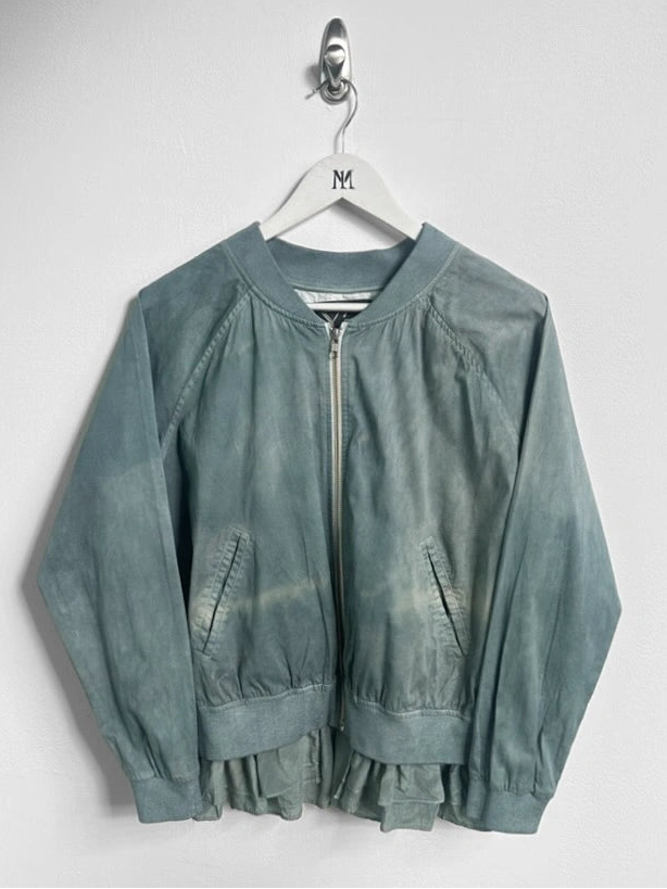 YOHJI YAMAMOTO Y'S - 1990s DYED BOMBER JACKET WITH SILK HEM AND BACK DETAIL
