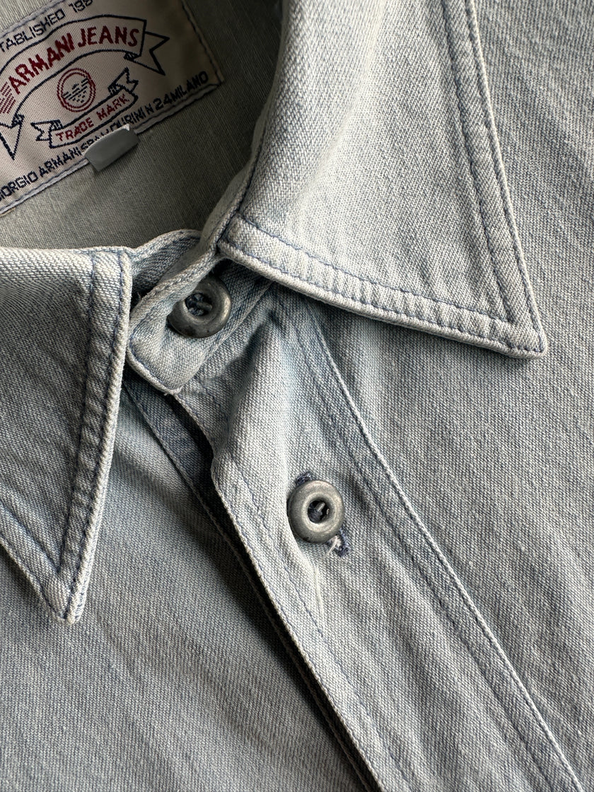 ARMANI JEANS - 1990s HALF SLEEVE DENIM SHIRT