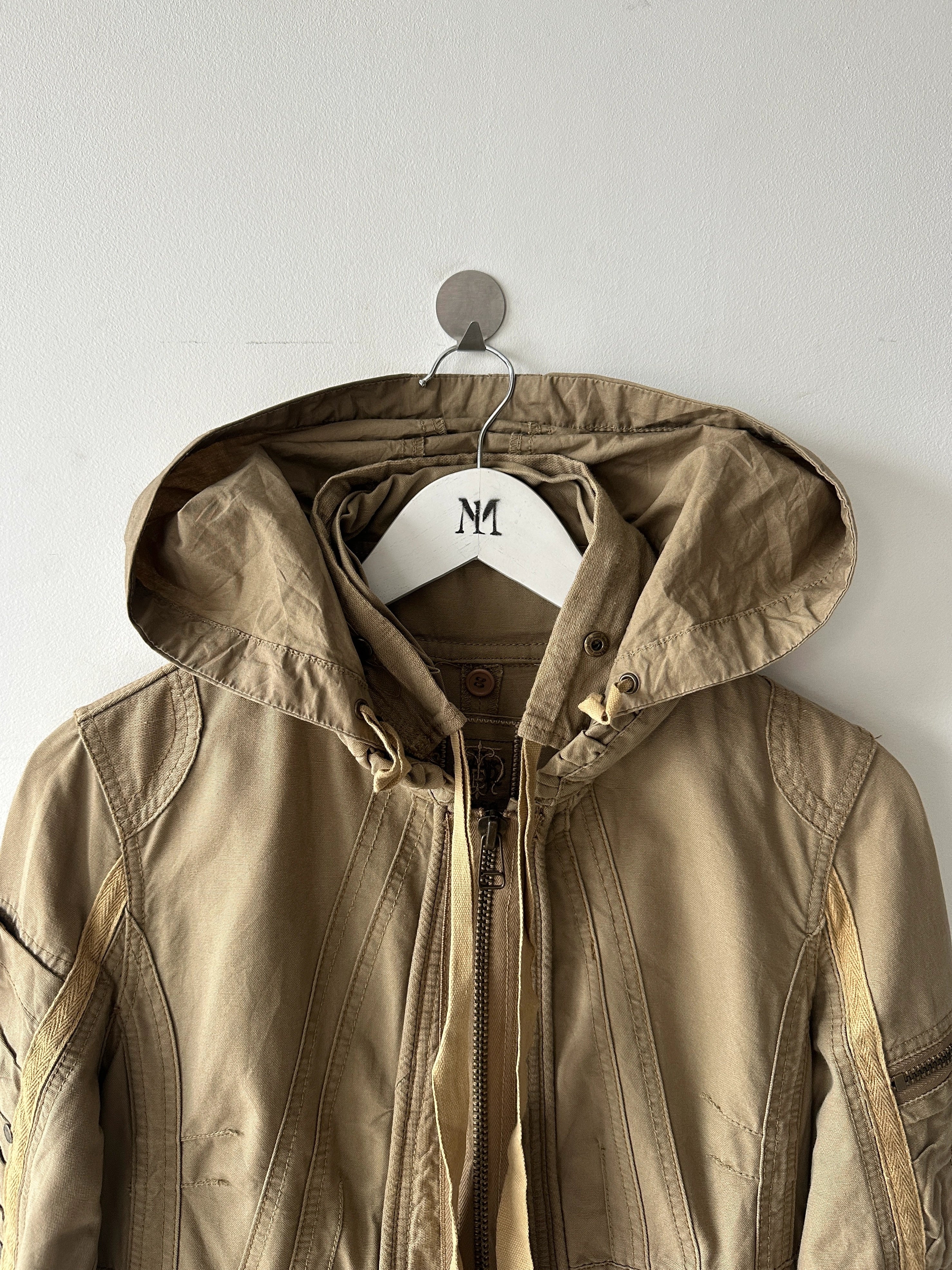 MARITHÉ + FRANÇOIS GIRBAUD - 2000s COTTON PARKA WOTH BONDAGE DETAILS