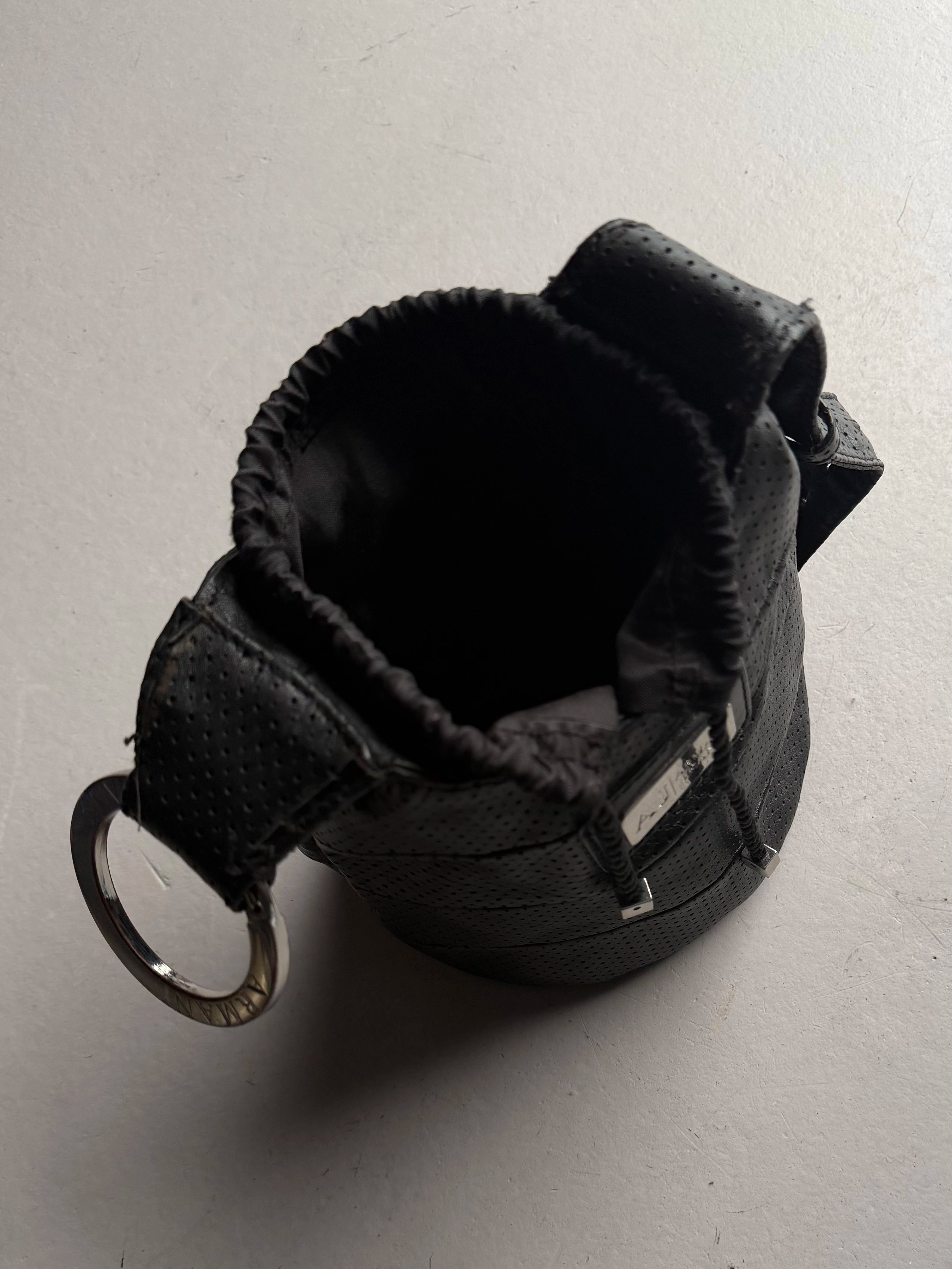ARMANI JEANS - 2000s PERFORATED LEATHER BUCKET BAG