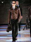 EMPORIO ARMANI - F/W 2005 BIKER LEATHER JACKET WITH SNAKESKIN DETAILS