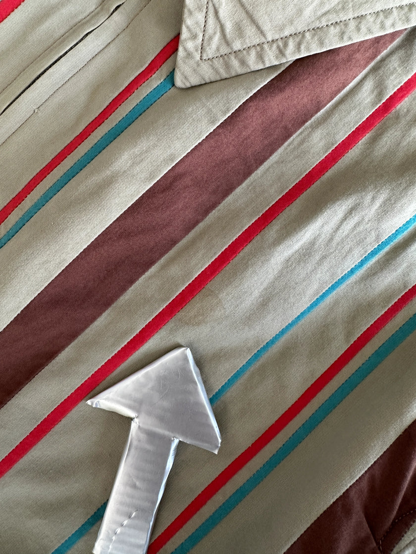 COMME DES GARÇONS - 2000s STRIPED FRONT LIGHT ZIPPED JACKET