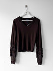 ROBERTO CAVALLI - early 2000s V NECK SOFT KNIT WITH SHEER DETAIL AT SLEEVE