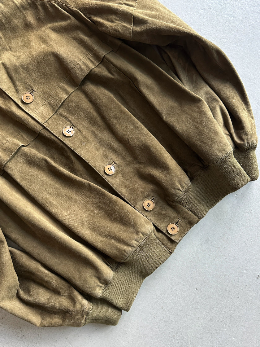 1980s DROPPED SHOULDERS SUEDE BUTTONED JACKET