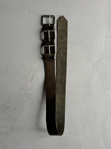 MOSCHINO - 1990s TRIPLE BUCKLE LEATHER BELT