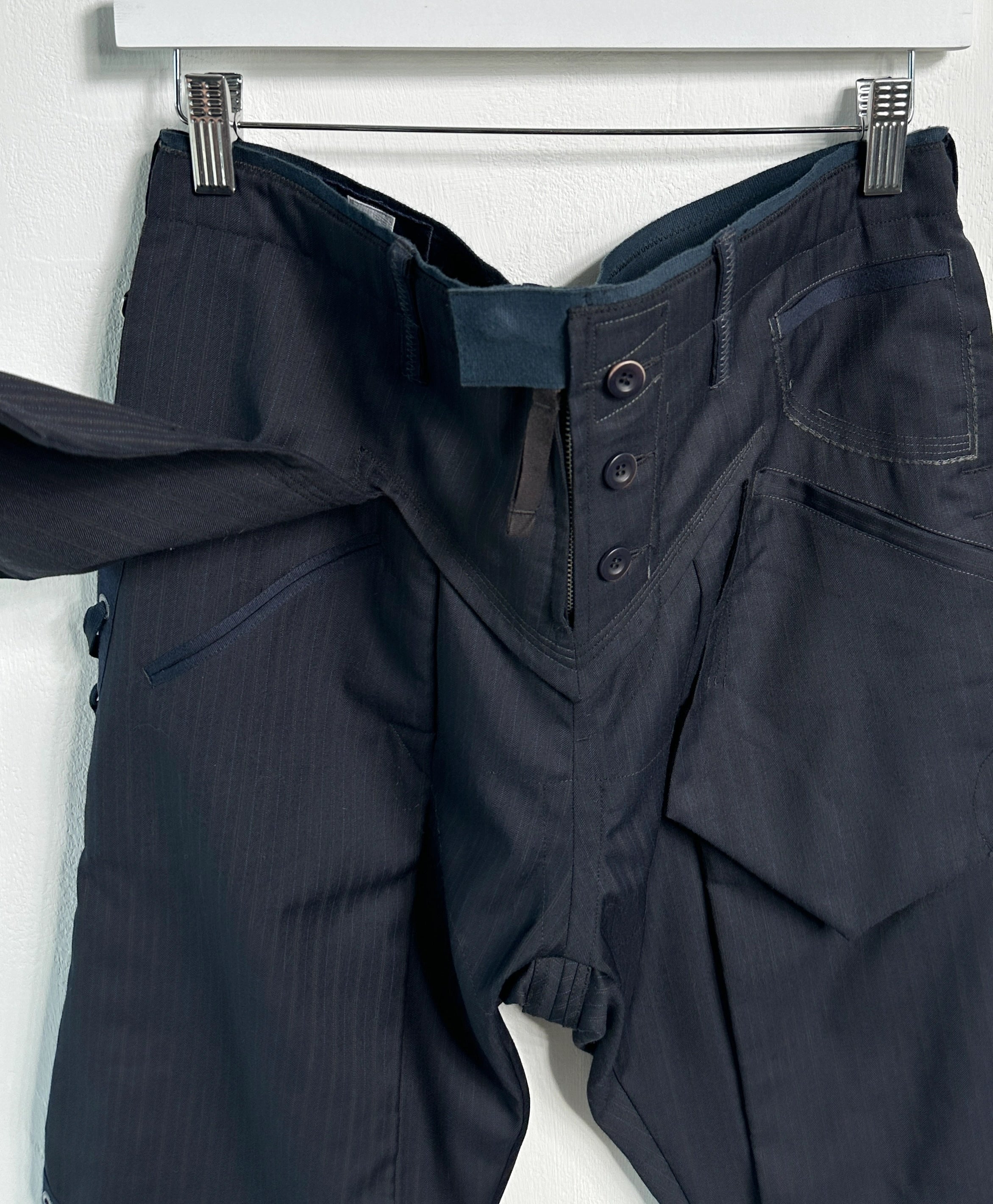 MARITHÉ + FRANÇOIS GIRBAUD - S/S 2009 PINSTRIPED CROPPED CARGO TROUSERS